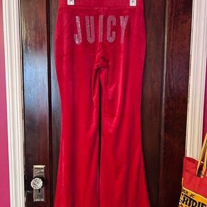 Juicy Couture Vibrant Red Velour Trousers